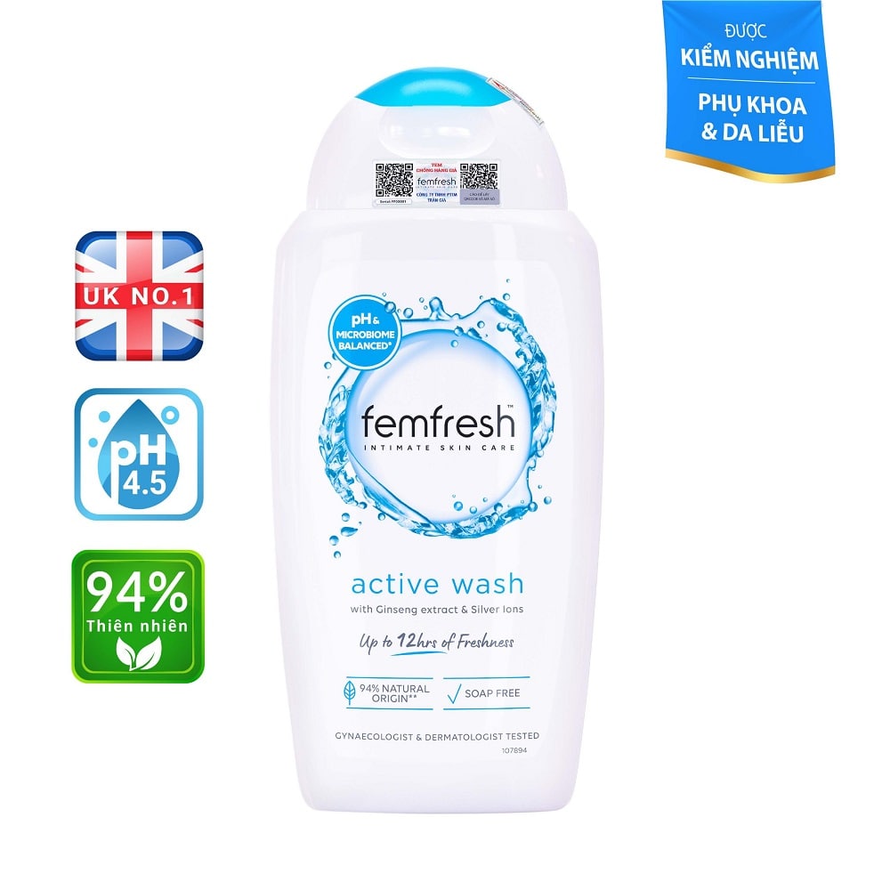Dung dịch vệ sinh phụ nữ cao cấp năng động Femfresh Active Wash 250ml